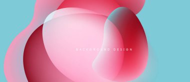 Soyut sıvı şekilleri örtüşür, canlı pembeler, kırmızılar, maviler yaratır. Gradyan renkler düzgün bir şekilde harmanlanarak modern arkaplan tasarımı oluşturur.