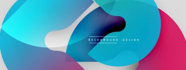 Soyut sıvı şekilleri, canlı maviler, morlar, yeşiller. Modern tasarım elementleri dinamik bileşim yaratır. Arkaplanda değişken efektler var.