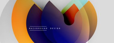 Soyut renkli çemberler dinamik arkaplan yaratır. Üst üste binen şekiller derinliği gösteriyor, modern tasarım estetiği. Metin arkaplan tasarımı okur.