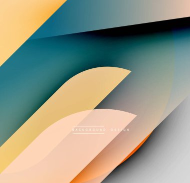 Soyut geometrik şekiller örtüşür, dinamik bileşim yaratır. Sıcak, serin renkler düzgün bir şekilde harmanlanır. Arka planlar için modern tasarım ögesi.