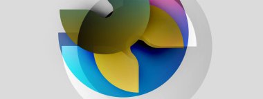 Soyut renkli şekiller örtüşür, dinamik dairesel bileşim yaratır. Yumuşak eğimler, bulanık kenarlar hareket, derinlik....