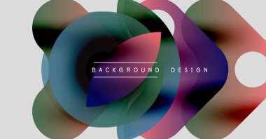 Soyut renkli çakışan daireler dinamik bir görsel oluşturur. Metin arka plan tasarımı okur. Minimalist kompozisyon, modern estetik.