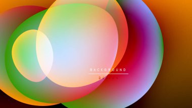 Canlı örtüşen daireler renkli soyut arkaplan oluşturur. Yumuşak gradyanlar renkleri karıştırır, dinamik görsel efekt oluşturur.
