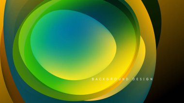 Soyut katmanlar canlı dairesel tasarım yaratır. Renkler karışır, pürüzsüz eğimler oluşturur. Modern estetik, dinamik kompozisyon.