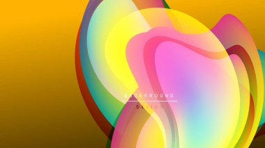 Soyut renkli şekiller örtüşür, dinamik görsel efekt yaratır. Arkaplanda siyahtan altına geçiş. Modern tasarım ögesi.