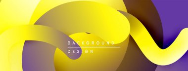 Soyut, enerjik şekiller çakışıyor. Sarı, mor dinamik görsel akış yaratır. Arka planlar için modern tasarım ögesi.