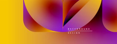 Soyut enerjik tasarım akıcı şekiller, değişken renkler. Sarı, turuncu, mor renkler dinamik görsel efekt yaratır. Modern arkaplan.
