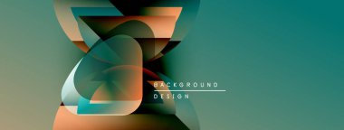 Soyut geometrik şekiller örtüşür, dinamik görsel efekt yaratır. Teal, turuncu, gri renkler düzgün karışıyor. Modern tasarım ögesi.