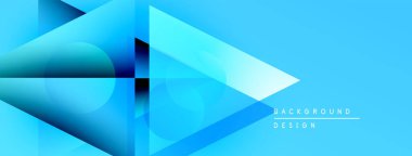 Soyut mavi şekiller örtüşür, dinamik görsel efekt yaratır. Renkler derinliği gösteriyor, modern tasarım estetiği..