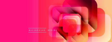 Soyut geometrik şekiller örtüşür, canlı bir değişim etkisi yaratır. Pembe, turuncu renkler tasarıma egemen, modern estetik.