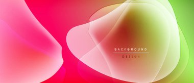 Soyut gradyanlar harmanlanarak sıvı şekiller oluşturur. Pembe, kırmızı, sarı, yeşil renkler tasarımda baskın. Metin arkaplan tasarımı okur.