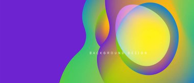 Canlı soyut şekiller harmanlanarak renkli bir arkaplan oluşturur. Modern tasarım, üst üste binen çemberler, pürüzsüz geçişler.