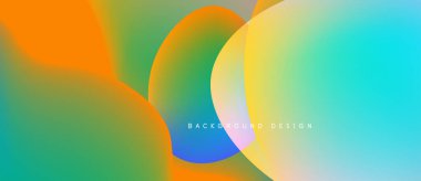 Soyut sıvı şekiller harmanlanarak canlı renk değişimleri yaratır. Dizayn özellikleri üst üste binen çemberler, pürüzsüz geçişler, modern estetik.