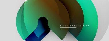 Soyut renkli örtüşen şekiller dinamik gradyan arkaplan oluşturur. Modern tasarım öğeleri akıcılık ve yenilik önerir.