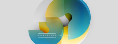 Soyut geometrik şekiller, canlı renkler, modern tasarım. Üst üste binen daireler dinamik görsel efekt yaratır. Sunumlar için uygun arkaplan.