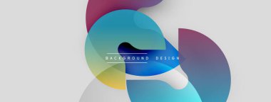 Soyut şekiller örtüşüyor, canlı renk değişimleri yaratıyor. Metin, merkez formda arkaplan tasarımı okur. Minimalist, modern estetik.