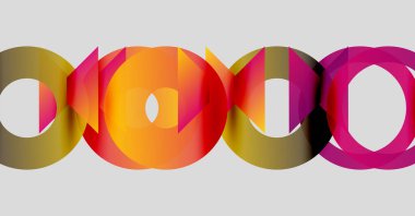 Soyut renkli daireler dinamik görsel desenler oluşturur. Sıcak tonlar modern estetik sunarak kompozisyona hakim..