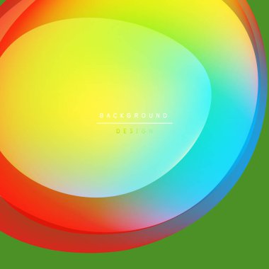 Canlı katmanlı daireler pürüzsüz renk geçişleri yaratıyor. Yeşil, sarı, turuncu, mavi renkler kusursuz bir şekilde harmanlanır. Modern tasarım ögesi.