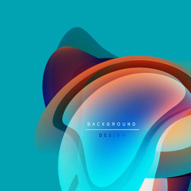 Soyut sıvı şekilleri örtüşür ve canlı renk değişimleri yaratır. Metin, arkaplan tasarımını basit yazı tipiyle okur. Modern görsel kompozisyon.