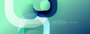 Soyut geometrik şekiller üst üste binerek serin deniz mavisi gradyan etkisi yaratır. Arkaplan, pankart ve sunumlar için modern tasarım ögesi.