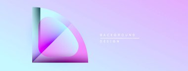 Soyut tasarım canlı gradyan şekiller içerir. Yumuşak mor, mavi renkler modern arka plan yaratır. Minimalist estetik, temiz çizgiler mevcut.