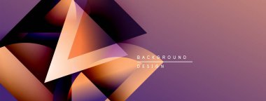 Soyut geometrik şekiller örtüşür, canlı bir değişim etkisi yaratır. Mor, turuncu renkler tasarımda baskın. Modern, şık arkaplan.
