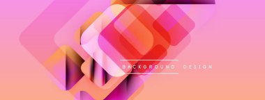 Soyut geometrik şekiller örtüşüyor, canlı pembe, turuncu gradyan oluşturuyor. Arkaplan ve sunumlar için modern tasarım ögesi.