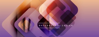 Soyut geometrik şekiller örtüşüyor, canlı mor, turuncu renkler yaratıyor. Modern tasarım dinamik, katmanlı, görsel olarak ilginç..