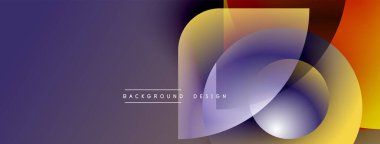Soyut gradyan şekiller mor arkaplanla örtüşür. Modern tasarım elementleri dinamik görsel efekt yaratır. Metin arkaplan tasarımı okur.