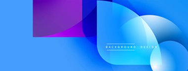 Soyut mavi arkaplan. Üst üste binen şekiller dinamik görsel efekt yaratır. Değişken renklere sahip modern tasarım, mevcut metin ögesi.