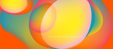 Soyut renkli şekiller örtüşür ve canlı sıvı tasarımı yaratır. Sıcak tonlarda havalı aksanlar hakim olur. Modern arkaplan dokusu.