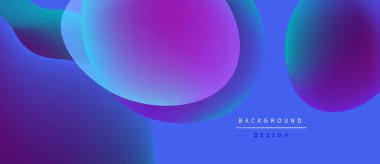 Soyut sıvı şekilleri canlı mor, mavi renkleri harmanlar. Modern tasarım hareketi, enerjiyi ve derinliği çağrıştırıyor. Arkaplan yenilik ve yaratıcılığı öneriyor.