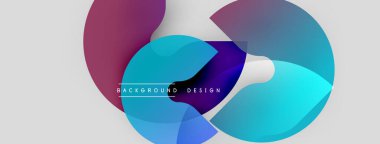 Soyut renkli örtüşen şekiller dinamik görsel efekt yaratır. Modern tasarım elementleri yenilik ve akıcılık öneriyor. Arkaplan özellikleri eğimleri.