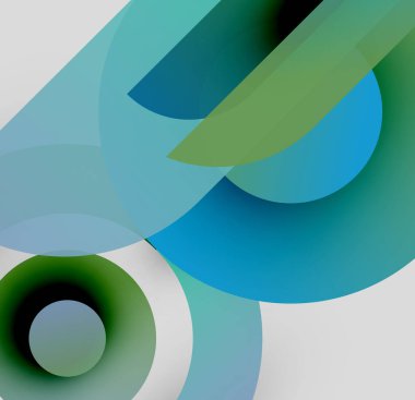 Soyut kompozisyon. Üst üste binen daireler, gradyanlar, yumuşak renkler modern görsel deneyimler yaratır. Minimalist tasarım, sakinleştirici estetik.