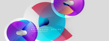Soyut renkli şekiller örtüşür, dinamik görsel efekt yaratır. Gradyan renkler harmanlanır, modern arkaplan tasarımı oluşturulur.