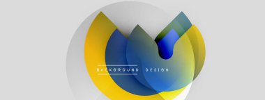 Soyut çiçek tasarımı. Üst üste binen renkli yapraklar modern grafik elementleri oluşturur. Yumuşak eğimler, beyaz arkaplan. Basit metin arkaplan tasarımı okur.