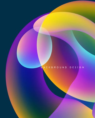 Soyut, canlı, üst üste binen çemberler renkli, dinamik bir zemin oluşturur. Yumuşak gradyanlar renk karışımı, modern görsel cazibe sunar.