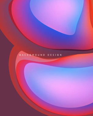 Soyut sıvı şekilleri örtüşür ve canlı renk değişimleri yaratır. Pembe, mor, mavi renkler kusursuz bir şekilde harmanlanır. Modern tasarım ögesi.