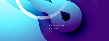 Soyut sıvı şekiller, canlı maviler, mor karışımı. Modern tasarım, dinamik eğriler akan bir arka plan yaratır. Minimalist estetik.