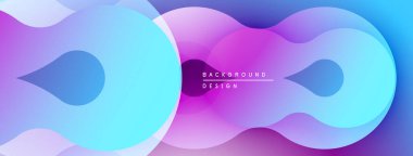 Soyut sıvı şekilleri mor, mavi renkleri harmanlıyor. Modern tasarım hareketi çağrıştırıyor, derinliği. Yumuşak eğimler görsel ilgi yaratır.