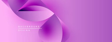 Soyut mor arkaplan. Üst üste binen şekiller dinamik görsel akış yaratır. Modern tasarım öğeleri zarafet ve sadelik önerir..