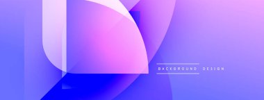 Soyut gradyanlar örtüşüyor, canlı mor, mavi renkler yaratıyor. Modern tasarım öğeleri akıcılığı ve dinamizmi akla getiriyor. Mevcut en küçük metin.