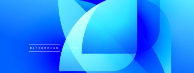 Soyut mavi gradyanlar üst üste binen şekiller oluştururlar. Modern tasarım akıcılık, derinlik ve görsel ilgiyi çağrıştırıyor. Arkaplanda metin arkaplan tasarımı var.