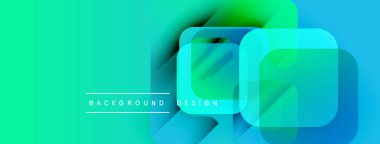 Soyut eğim arkaplanı. Üst üste binen kareler dinamik görsel efekt yaratır. Turkuaz, yeşil renkler kompozisyona hakim. Modern tasarım ögesi.