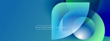 Soyut mavi arkaplan. Üst üste binen şekiller modern tasarım yaratır. Renkler derinlik ve hareket olduğunu gösteriyor. Minimalist estetik.