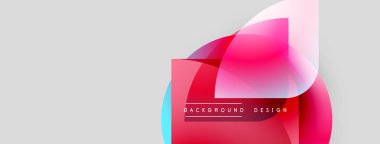 Soyut geometrik şekiller çakışıyor. Pembe, mavi renkler dizaynın hakimi. Metin arka plan tasarımı okur. Minimalist tarz, açık gri arkaplan.