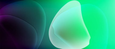 Soyut sıvı şekilleri canlı mor, deniz mavisi ve yeşil renkleri harmanlar. Yumuşak, organik formları koyu arkaplana karşı oluşturur.