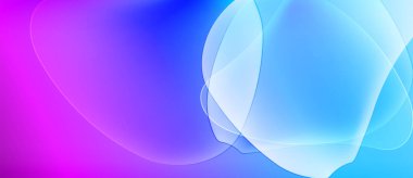 Soyut akışkan şekiller, canlı mor karışımlar serin maviye dönüşür. Yumuşak eğimler aydınlık, ruhani etki yaratır. Yumuşak eğriler kompozisyona hakim.