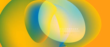 Soyut renkli şekiller çakışıyor. Gradyan renkler harmanlanarak, dinamik görsel efekt yaratır. Arka planlar için modern tasarım ögesi.