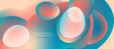 Soyut renkli şekiller, akışkan gradyan arkaplan oluşturur. Tasarım yumuşak renklere, modern estetiğe sahiptir..